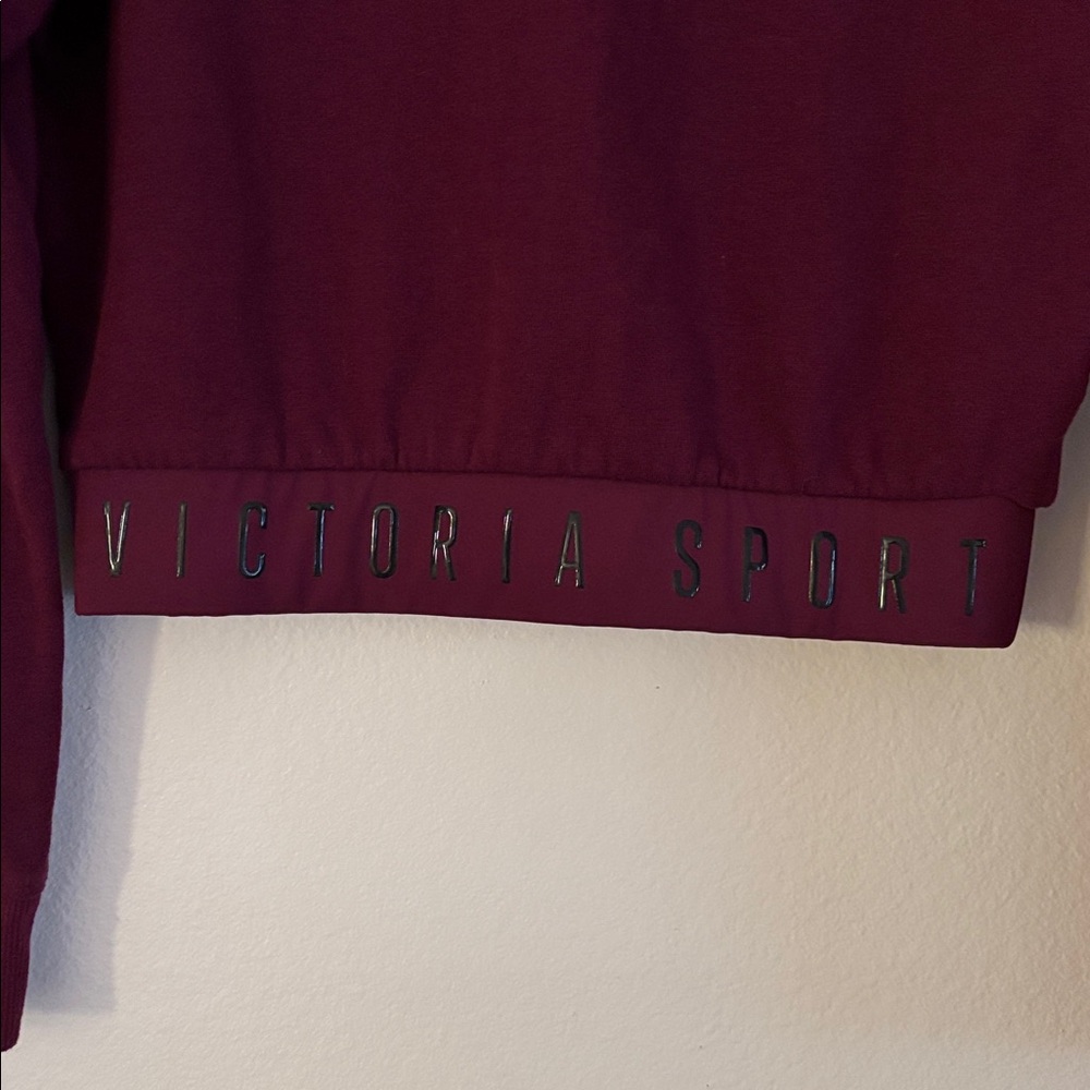 XS VICTORIAS SECRET SPORT Maroon Red crop sweater sweatshirt top - Picture 5 of 6